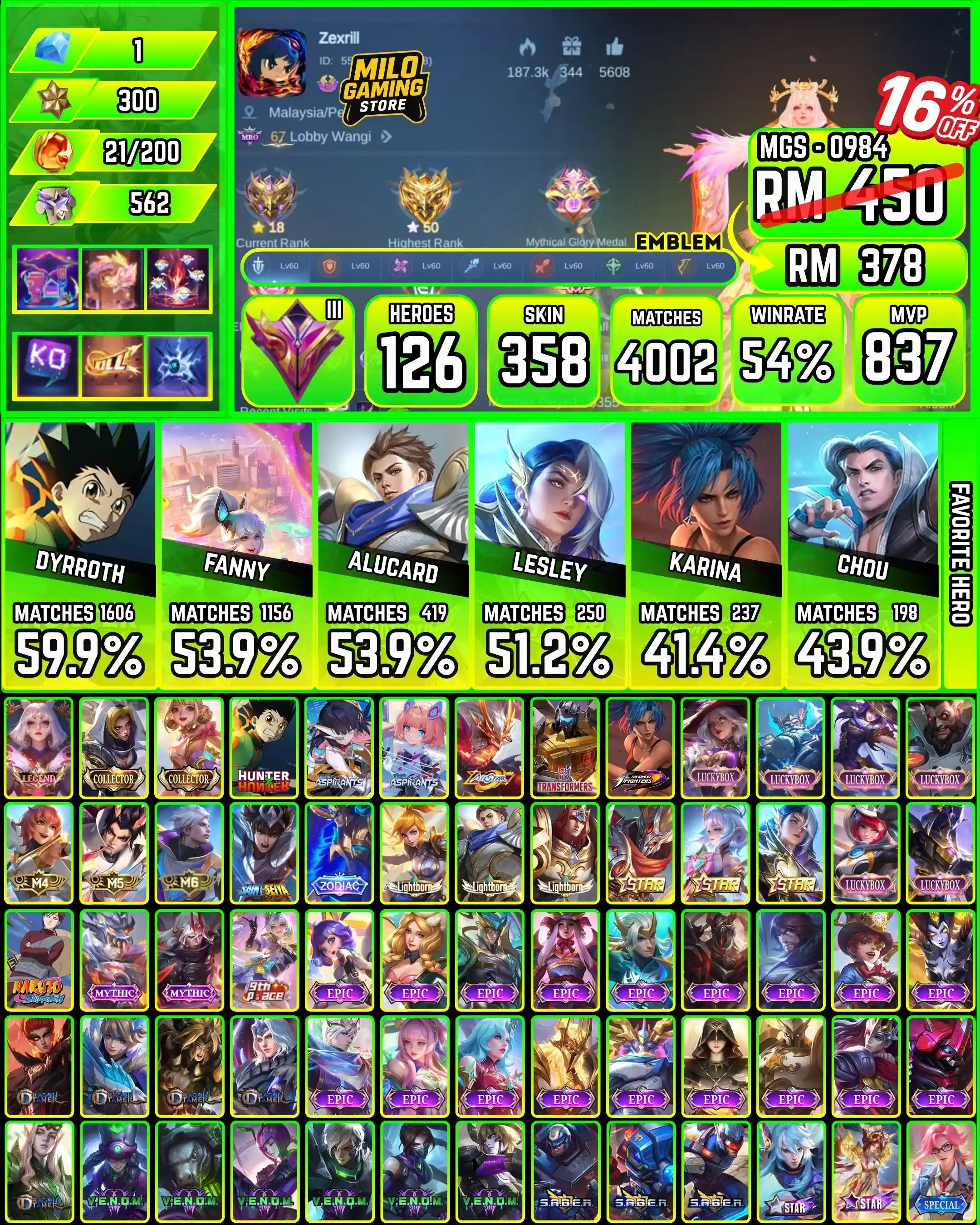 Mobile Legends | MGS-0984 | 358 Skin