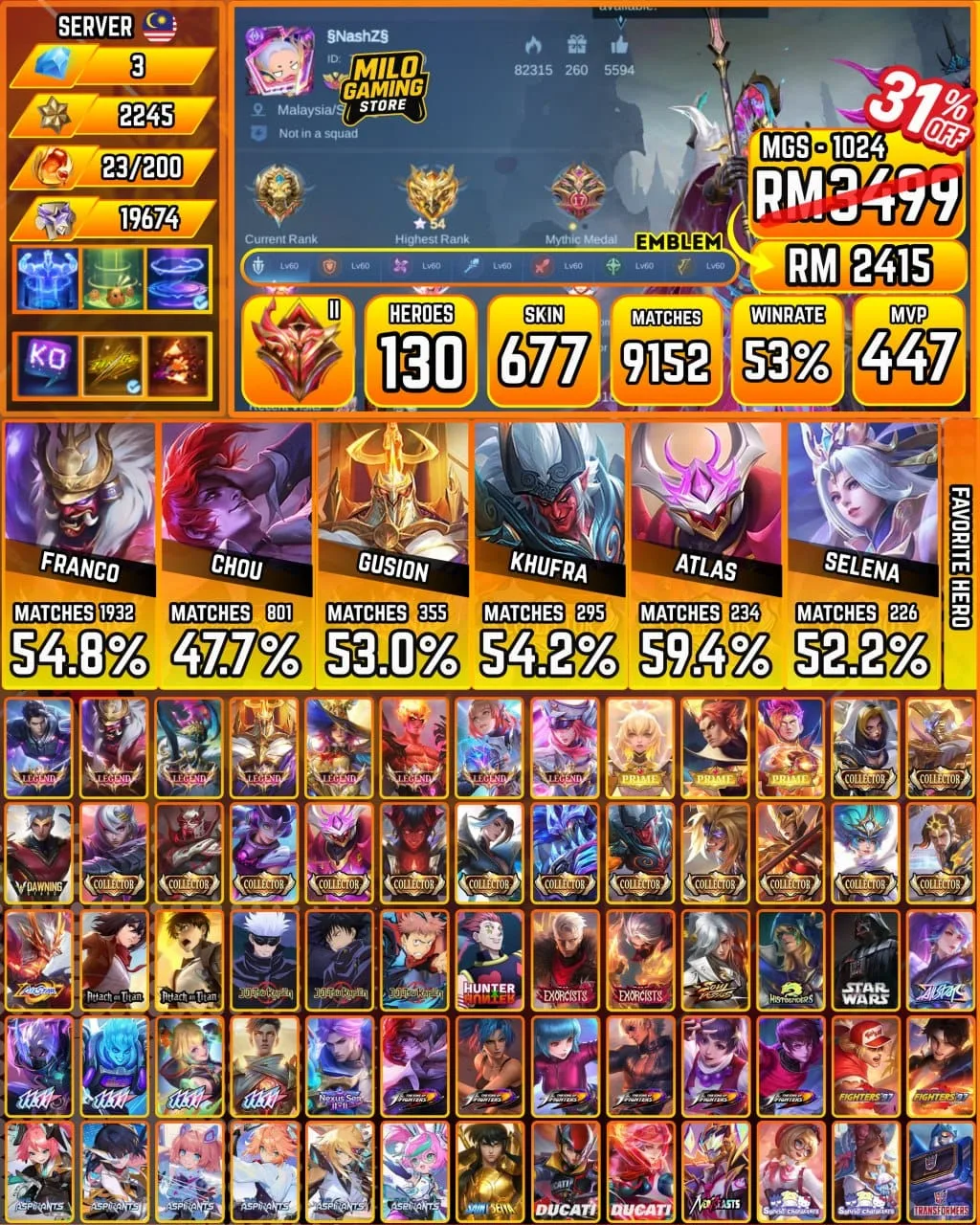 Mobile Legends | MGS-1024 | 677 Skin