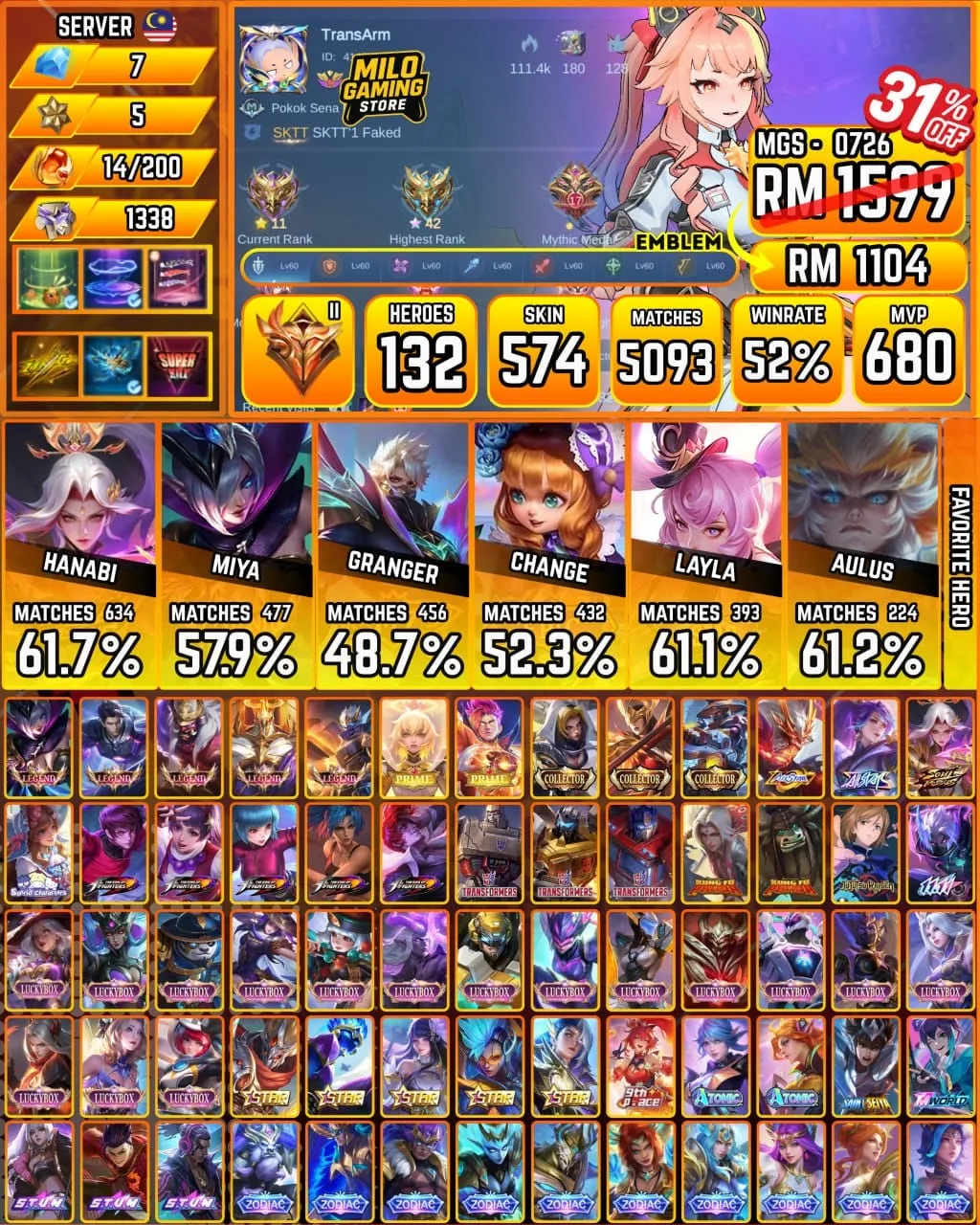 Mobile Legends | MGS-0726 | 574 Skin