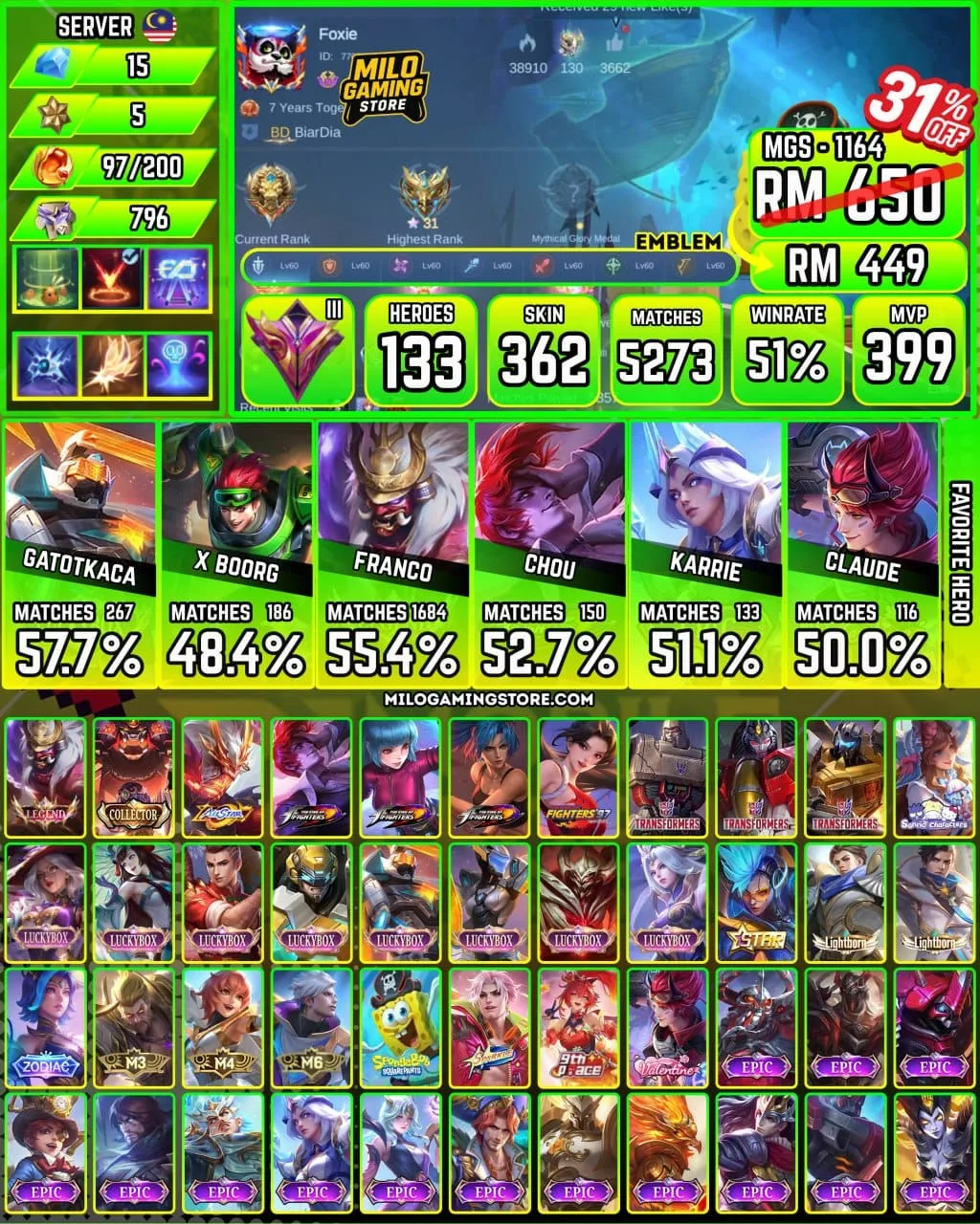 Mobile Legends | MGS-1164 | 362 Skin