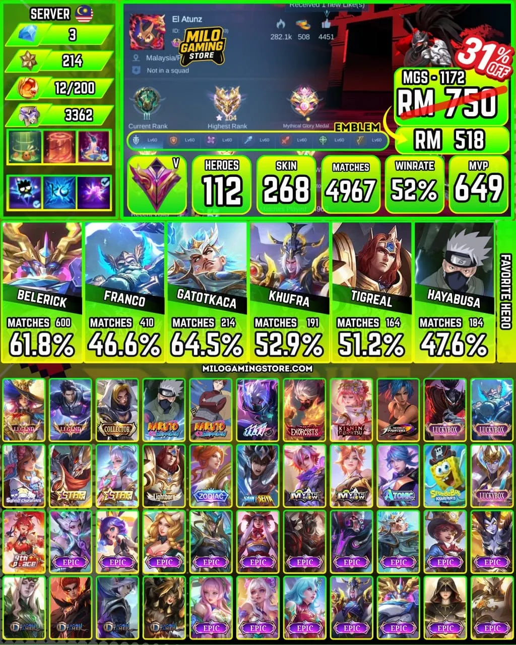 Mobile Legends | MGS-1172 | 268 Skin